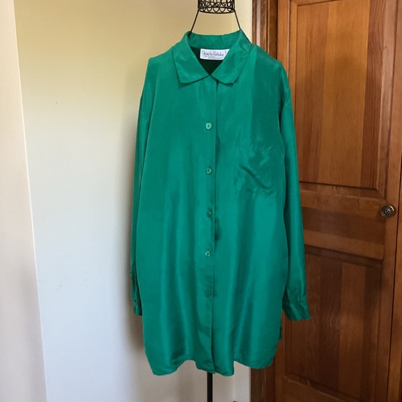 Diane Von Furstenberg Tops - Vintage DVF Silk Shirt, Large, Green